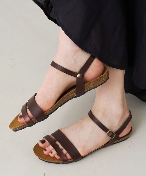 Rouge vif la cle / ルージュ・ヴィフ ラクレ サンダル | 【PLAKTON/プラクトン】ストラップフラットサンダル【予約】（ブラウン）