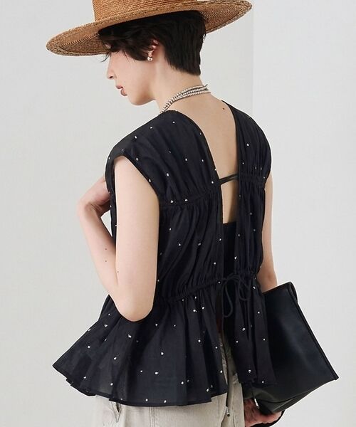 Rouge vif la cle / ルージュ・ヴィフ ラクレ シャツ・ブラウス | インドドット刺繍ブラウス【予約】（ブラック）