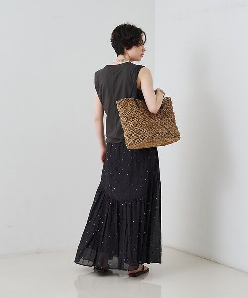 Rouge vif la cle / ルージュ・ヴィフ ラクレ ロング・マキシ丈スカート | インドドット刺繍ギャザーフレア切り替えスカート/ウエストゴム【予約】 | 詳細21