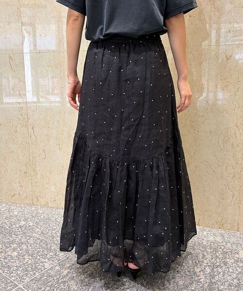 Rouge vif la cle / ルージュ・ヴィフ ラクレ ロング・マキシ丈スカート | インドドット刺繍ギャザーフレア切り替えスカート/ウエストゴム【予約】 | 詳細26