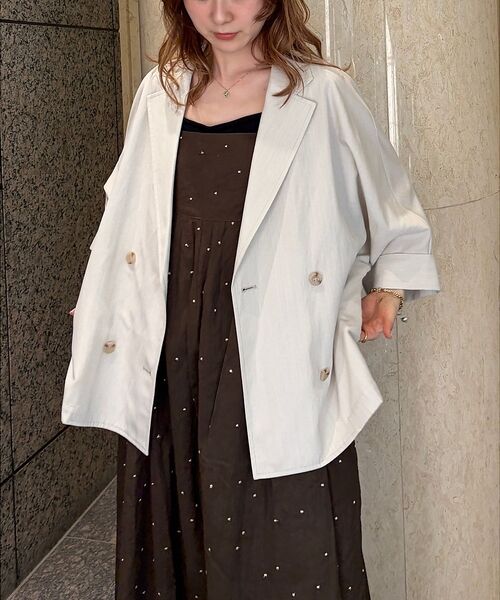 Rouge vif la cle / ルージュ・ヴィフ ラクレ テーラードジャケット | 【ロングセラー】【2026SS新作】麻混ハーフ袖ドルマンジャケット【予約】 | 詳細2