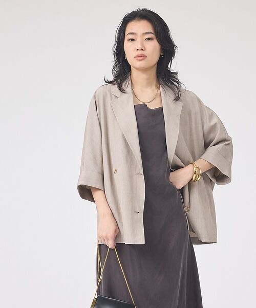 Rouge vif la cle / ルージュ・ヴィフ ラクレ テーラードジャケット | 【ロングセラー】【2026SS新作】麻混ハーフ袖ドルマンジャケット【予約】 | 詳細13