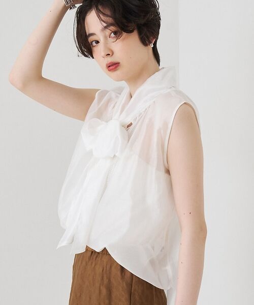 Rouge vif la cle / ルージュ・ヴィフ ラクレ シャツ・ブラウス | 前後2WAYビッグボウタイリボンブラウス【予約】（ホワイト）