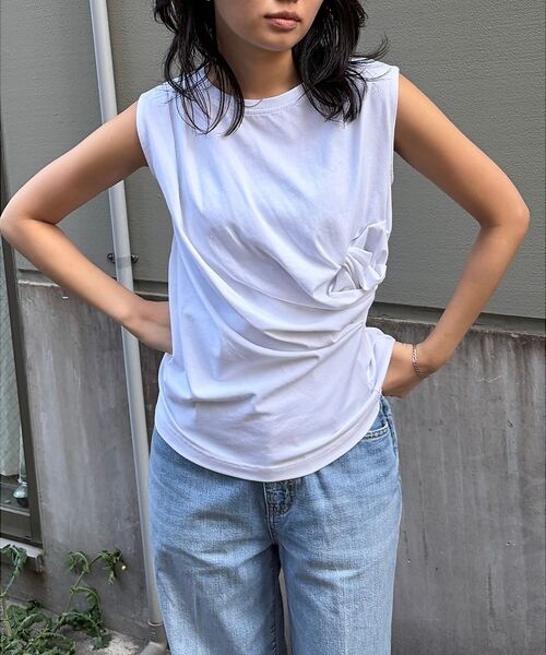 Rouge vif la cle / ルージュ・ヴィフ ラクレ Tシャツ | 【接触冷感】【UVカット】【一部店舗限定】ドレープギャザーノースリーブカットソー | 詳細1