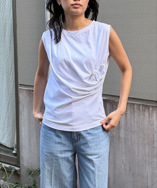 Rouge vif la cle / ルージュ・ヴィフ ラクレ Tシャツ | 【接触冷感】【UVカット】【一部店舗限定】ドレープギャザーノースリーブカットソー | 詳細2