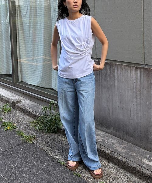 Rouge vif la cle / ルージュ・ヴィフ ラクレ Tシャツ | 【接触冷感】【UVカット】【一部店舗限定】ドレープギャザーノースリーブカットソー | 詳細5