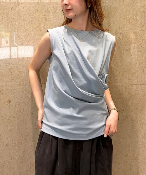 Rouge vif la cle / ルージュ・ヴィフ ラクレ Tシャツ | 【接触冷感】【UVカット】【一部店舗限定】ドレープギャザーノースリーブカットソー | 詳細12