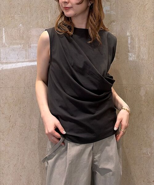 Rouge vif la cle / ルージュ・ヴィフ ラクレ Tシャツ | 【接触冷感】【UVカット】【一部店舗限定】ドレープギャザーノースリーブカットソー | 詳細29