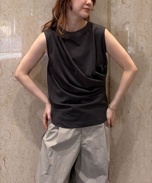 Rouge vif la cle / ルージュ・ヴィフ ラクレ Tシャツ | 【接触冷感】【UVカット】【一部店舗限定】ドレープギャザーノースリーブカットソー | 詳細30