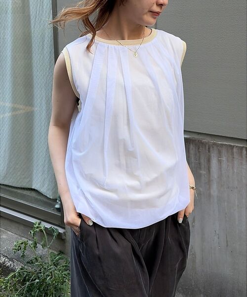 Rouge vif la cle / ルージュ・ヴィフ ラクレ ニット・セーター | 【一部店舗限定】チュールレイヤードニットトップス【予約】（オフホワイト）