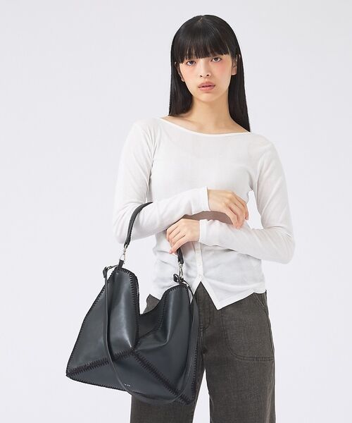 Rouge vif la cle / ルージュ・ヴィフ ラクレ トートバッグ | 【YArKA/ヤーカ】レザー×ニット刺繍バッグ/本革/変形/バッグ/A4収納可能 | 詳細4