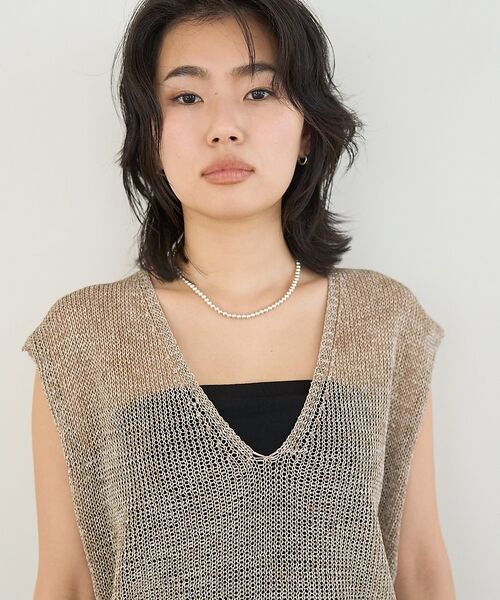 Rouge vif la cle / ルージュ・ヴィフ ラクレ ニット・セーター | 麻混ペーパーメッシュニットノースリーブプルオーバー/ベスト【予約】 | 詳細12