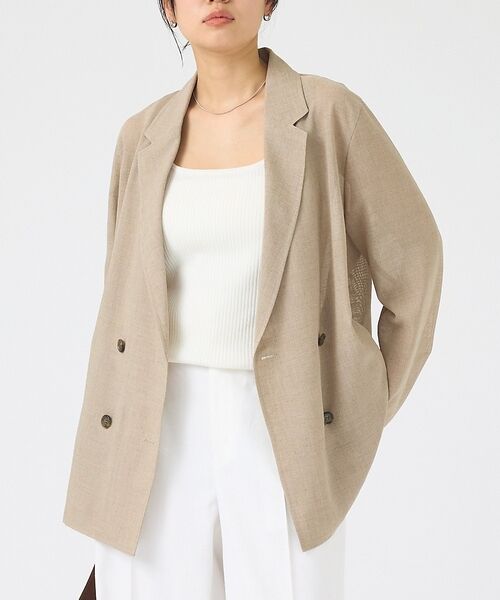 Rouge vif la cle / ルージュ・ヴィフ ラクレ テーラードジャケット | 【吸水速乾/防しわ】シアーボイルエアリージャケット【予約】（ベージュ）