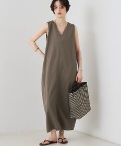 Rouge vif la cle / ルージュ・ヴィフ ラクレ ワンピース | 【2サイズ展開】【定番人気】麻混ノースリーブVネックワンピース/ポケット付き/コ