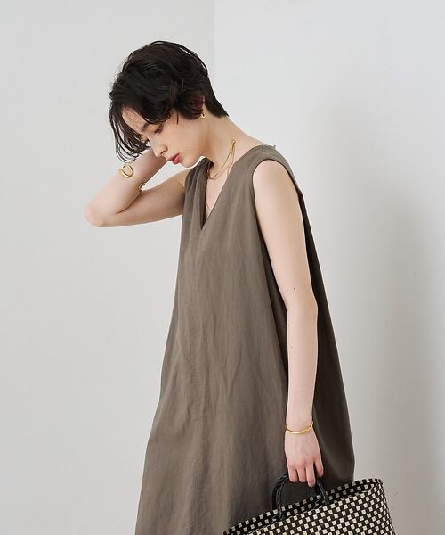 Rouge vif la cle / ルージュ・ヴィフ ラクレ ワンピース | 【2サイズ展開】【定番人気】麻混ノースリーブVネックワンピース/ポケット付き/コ | 詳細10