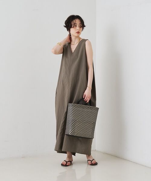 Rouge vif la cle / ルージュ・ヴィフ ラクレ ワンピース | 【2サイズ展開】【定番人気】麻混ノースリーブVネックワンピース/ポケット付き/コ | 詳細2