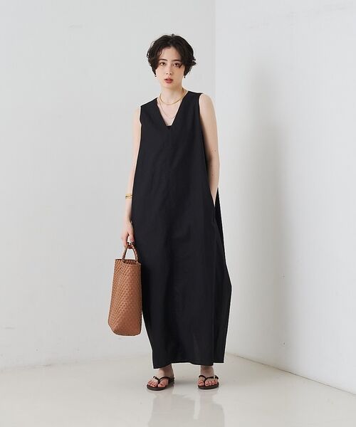 Rouge vif la cle / ルージュ・ヴィフ ラクレ ワンピース | 【2サイズ展開】【定番人気】麻混ノースリーブVネックワンピース/ポケット付き/コ | 詳細13