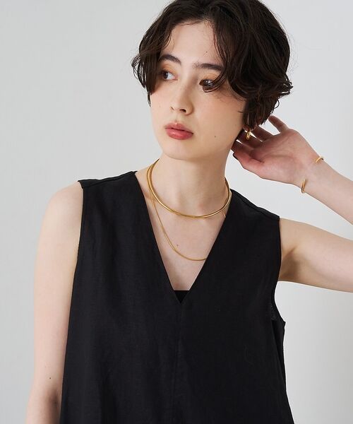 Rouge vif la cle / ルージュ・ヴィフ ラクレ ワンピース | 【2サイズ展開】【定番人気】麻混ノースリーブVネックワンピース/ポケット付き/コ | 詳細28