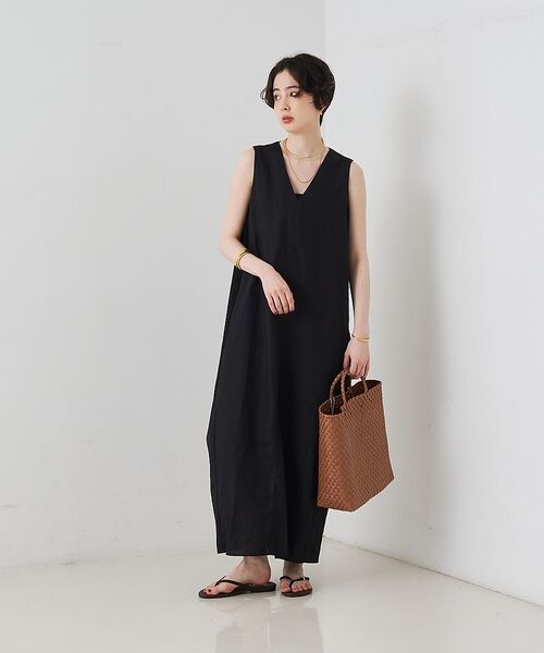 Rouge vif la cle / ルージュ・ヴィフ ラクレ ワンピース | 【2サイズ展開】【定番人気】麻混ノースリーブVネックワンピース/ポケット付き/コ | 詳細15