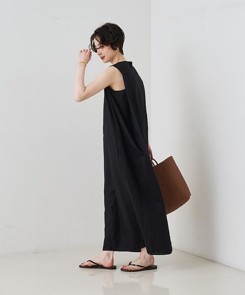 Rouge vif la cle / ルージュ・ヴィフ ラクレ ワンピース | 【2サイズ展開】【定番人気】麻混ノースリーブVネックワンピース/ポケット付き/コ | 詳細16