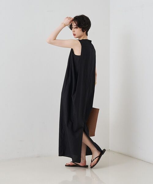 Rouge vif la cle / ルージュ・ヴィフ ラクレ ワンピース | 【2サイズ展開】【定番人気】麻混ノースリーブVネックワンピース/ポケット付き/コ | 詳細17