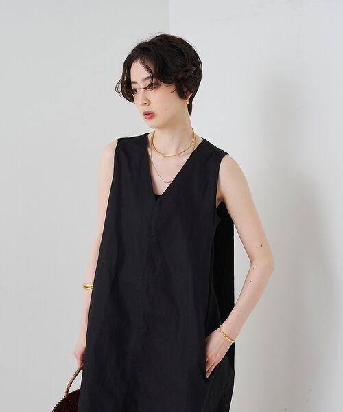 Rouge vif la cle / ルージュ・ヴィフ ラクレ ワンピース | 【2サイズ展開】【定番人気】麻混ノースリーブVネックワンピース/ポケット付き/コ | 詳細19