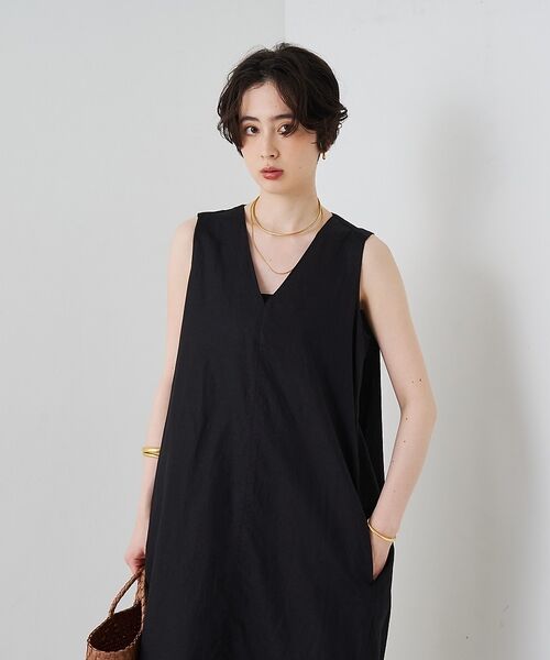 Rouge vif la cle / ルージュ・ヴィフ ラクレ ワンピース | 【2サイズ展開】【定番人気】麻混ノースリーブVネックワンピース/ポケット付き/コ | 詳細20