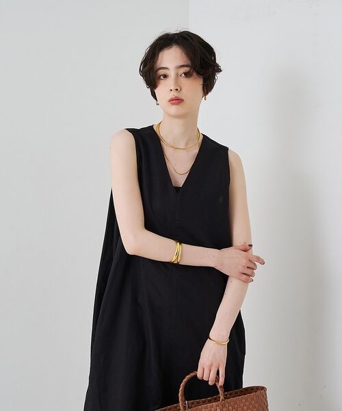 Rouge vif la cle / ルージュ・ヴィフ ラクレ ワンピース | 【2サイズ展開】【定番人気】麻混ノースリーブVネックワンピース/ポケット付き/コ | 詳細21