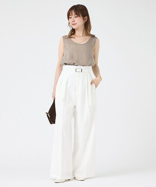 Rouge vif la cle / ルージュ・ヴィフ ラクレ パンツ | 【人気追加】【3サイズ展開】リネンタッチベルト付きハイウエストパンツ | 詳細4