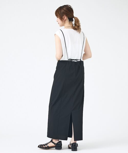 Rouge vif la cle / ルージュ・ヴィフ ラクレ ロング・マキシ丈スカート | 【2点セット】【細見え】フレンチスリーブTシャツ×サスペンダースカート/キャミワ | 詳細8