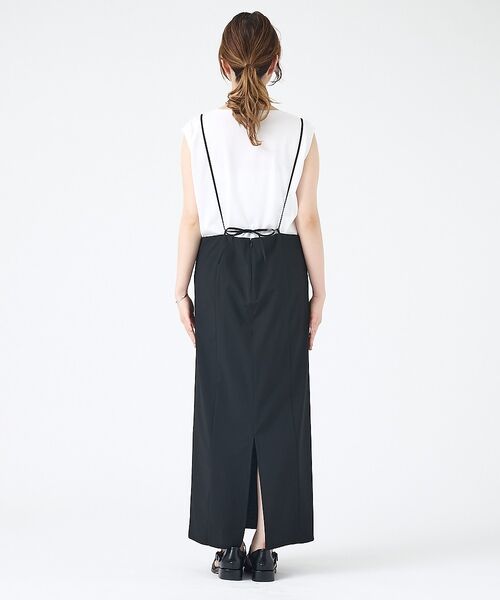 Rouge vif la cle / ルージュ・ヴィフ ラクレ ロング・マキシ丈スカート | 【2点セット】【細見え】フレンチスリーブTシャツ×サスペンダースカート/キャミワ | 詳細12
