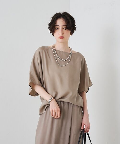 Rouge vif la cle / ルージュ・ヴィフ ラクレ シャツ・ブラウス | 【セットアップ対応】キュプラフィブリルアシンメトリーブラウス【予約】 | 詳細1