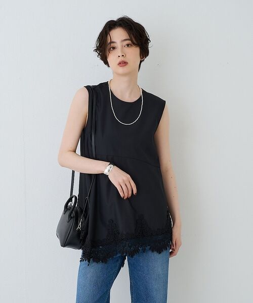 Rouge vif la cle / ルージュ・ヴィフ ラクレ シャツ・ブラウス | ランダムヘム裾レースノースリーブブラウス【予約】 | 詳細12