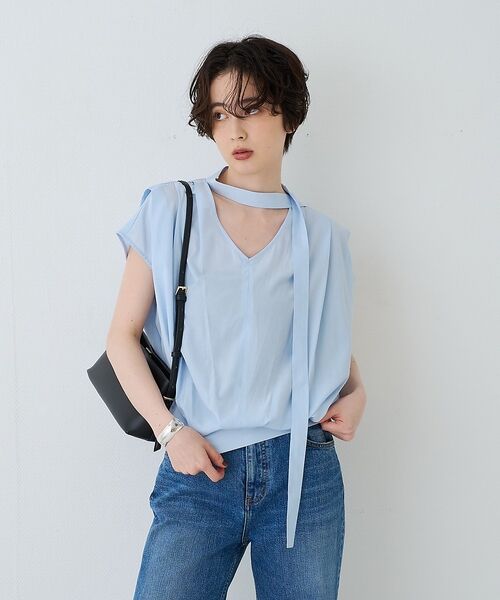 Rouge vif la cle / ルージュ・ヴィフ ラクレ シャツ・ブラウス | タイ付きドレープタックVネックブラウス【予約】 | 詳細9