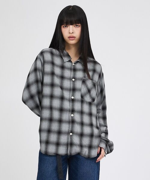 Rouge vif la cle / ルージュ・ヴィフ ラクレ シャツ・ブラウス | 【REMI RELIEF / レミレリーフ】レーヨンオンブレーチェックシャツ【予 | 詳細3
