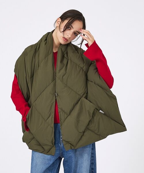 Rouge vif la cle / ルージュ・ヴィフ ラクレ マフラー・ショール・スヌード・ストール | 【KWD/ケーダブルディー】ダウンスカーフ/DOWN SHAWL/ダウン/羽織り（カーキ）