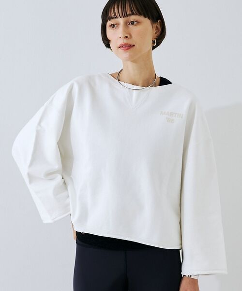 Rouge vif la cle / ルージュ・ヴィフ ラクレ スウェット | 【IRONING/アイロニング】ロゴショート丈スウェット/スエット logo a（ホワイト）