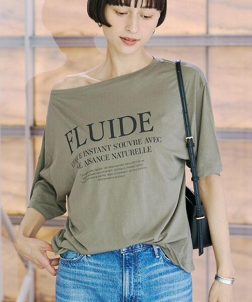 Rouge vif la cle / ルージュ・ヴィフ ラクレ Tシャツ | ドローコードシアーロゴTシャツ / ボートネック【予約】（モカ）