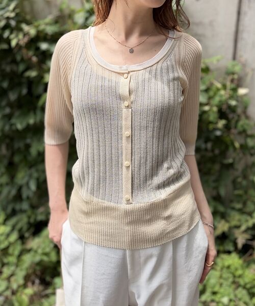 Rouge vif la cle / ルージュ・ヴィフ ラクレ ニット・セーター | シアーリブ半袖ニットプルオーバー/カーディンガン風【予約】 | 詳細4