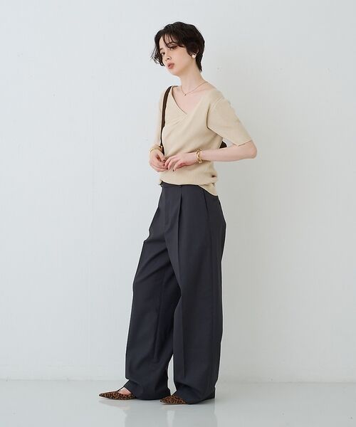 Rouge vif la cle / ルージュ・ヴィフ ラクレ ニット・セーター | 【一部店舗 / WEB限定】ハーフスリーブドレープリブニット | 詳細14