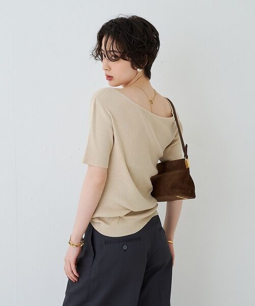 Rouge vif la cle / ルージュ・ヴィフ ラクレ ニット・セーター | 【一部店舗 / WEB限定】ハーフスリーブドレープリブニット【予約】 | 詳細4
