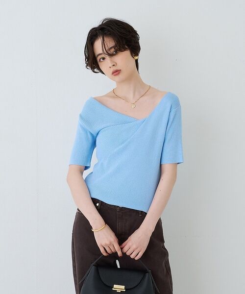 Rouge vif la cle / ルージュ・ヴィフ ラクレ ニット・セーター | 【一部店舗 / WEB限定】ハーフスリーブドレープリブニット【予約】 | 詳細12