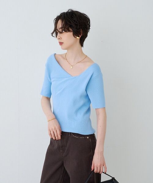 Rouge vif la cle / ルージュ・ヴィフ ラクレ ニット・セーター | 【一部店舗 / WEB限定】ハーフスリーブドレープリブニット【予約】 | 詳細13