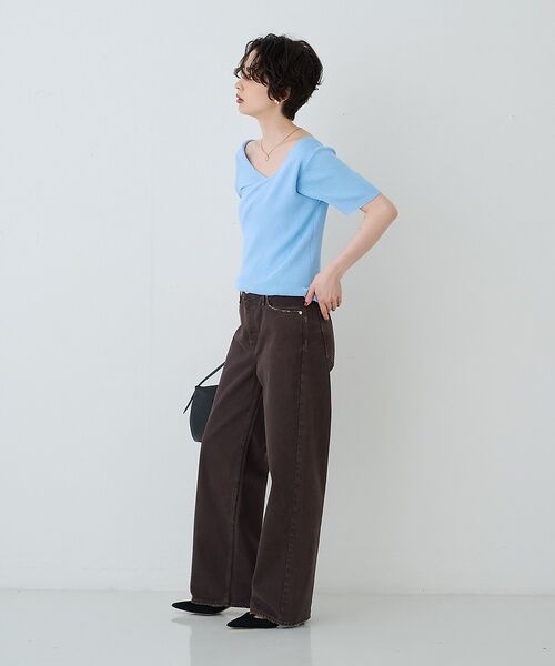 Rouge vif la cle / ルージュ・ヴィフ ラクレ ニット・セーター | 【一部店舗 / WEB限定】ハーフスリーブドレープリブニット【予約】 | 詳細17