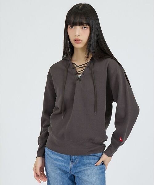 Rouge vif la cle / ルージュ・ヴィフ ラクレ スウェット | 【Healthknit/ヘルスニット】クラシックスウェット レースアップカラー長 | 詳細20