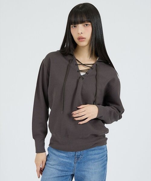 Rouge vif la cle / ルージュ・ヴィフ ラクレ スウェット | 【Healthknit/ヘルスニット】クラシックスウェット レースアップカラー長 | 詳細21