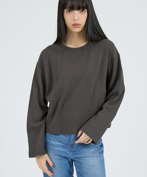 Rouge vif la cle / ルージュ・ヴィフ ラクレ Tシャツ | 【Healthknit/ヘルスニット】サーマルキング ハニカムクロップドクルー/（ブラック）