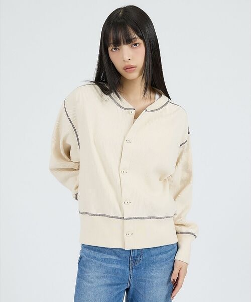 Rouge vif la cle / ルージュ・ヴィフ ラクレ カーディガン・ボレロ | 【Healthknit/ヘルスニット】ARMYリブ クルーネックカーディガン/長 | 詳細3