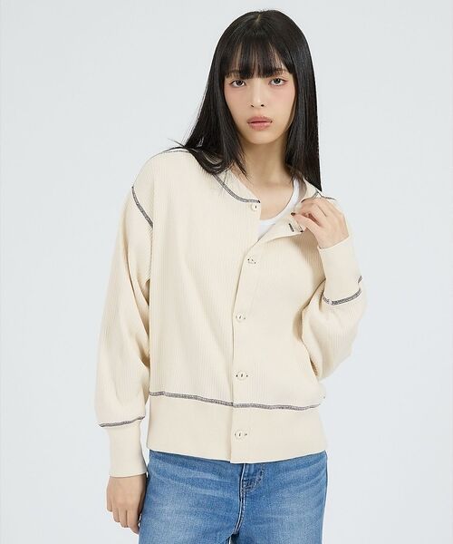 Rouge vif la cle / ルージュ・ヴィフ ラクレ カーディガン・ボレロ | 【Healthknit/ヘルスニット】ARMYリブ クルーネックカーディガン/長 | 詳細4