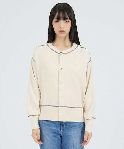 Rouge vif la cle / ルージュ・ヴィフ ラクレ カーディガン・ボレロ | 【Healthknit/ヘルスニット】ARMYリブ クルーネックカーディガン/長 | 詳細6